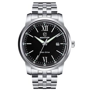 玛斯威顿光能手表男商务时尚夜光防水全自动机械式太阳能手表男款