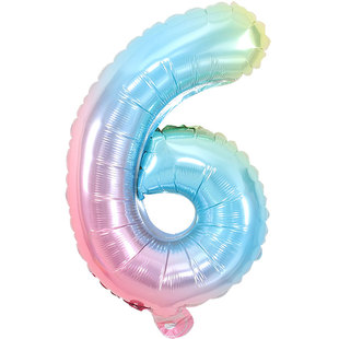 生日数字气球16寸宝宝周岁百天布置派对装饰渐变小号卡通铝膜气球