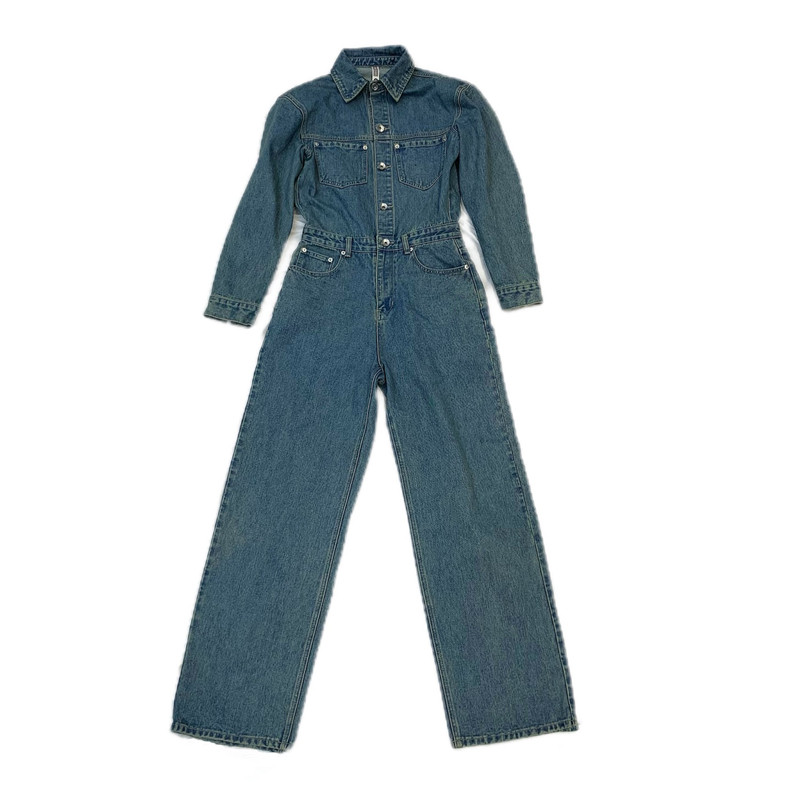 JHL JEANS新款青年潮流小众品牌垫肩宽肩设计男女情侣牛仔连体裤
