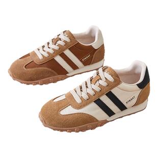 星期六复古拼色阿甘鞋女鞋春季新款透气防滑运动鞋百搭厚底德训鞋