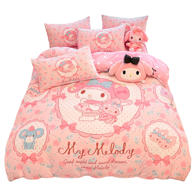 美乐蒂冬季加厚双面牛奶绒四件套