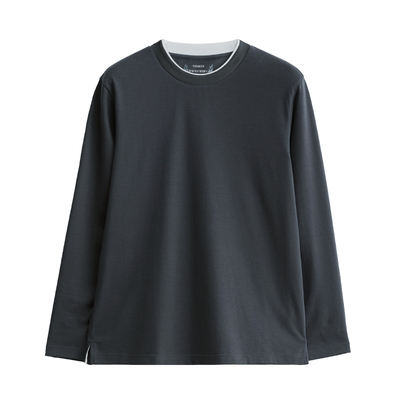 莫代尔PIMA棉圆领男士长袖T恤衫