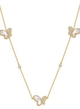 JAY奢华白贝壳蝴蝶毛衣链挂饰