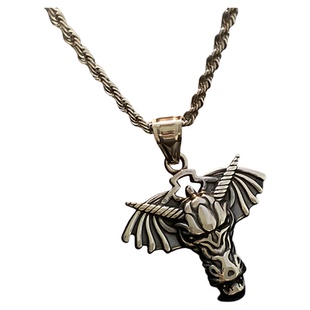 牛马系列-古法钛钢项链男款复古维京重工中古长款不掉色生肖项坠