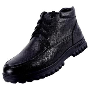 劳保鞋中老年男士真羊毛皮鞋棉防滑高帮保暖防静电劳保棉皮毛一体