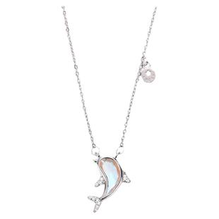 极光梦幻彩虹海豚项链送女友小众精致气质配饰锁骨链女生日礼物