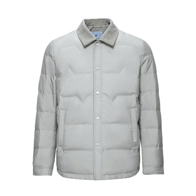 HLA/海澜之家轻商务衬衫领轻薄羽绒服秋冬保暖灯芯绒翻领外套男款