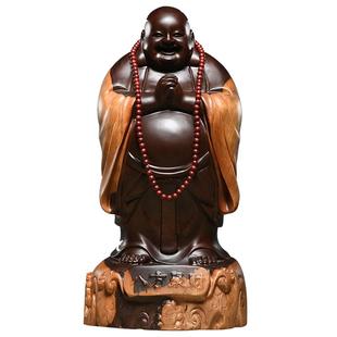 黑檀木雕弥勒佛像摆件八方聚财笑佛大号招财家用红木工艺品实木质