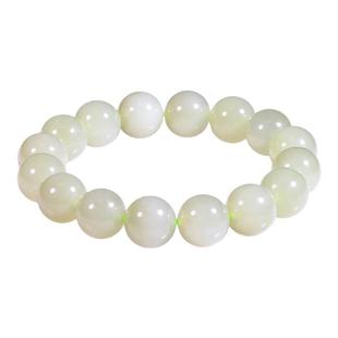 和合玉器和田玉山料1.2CM圆珠手链简约圆形晴水青玉手串女士手饰