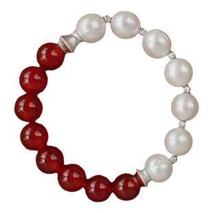 UNEND止续 红玛瑙珍珠Sunset流霞手链 纯银设计新中式手串 默叙