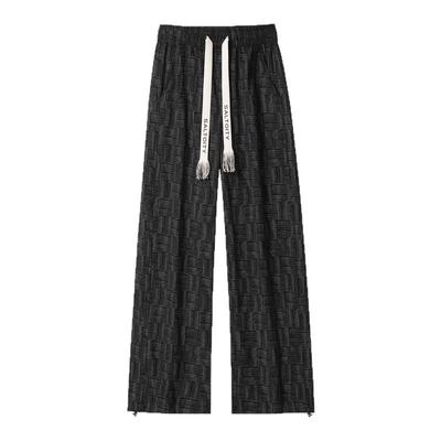 胖胖哥几何印花灯芯绒裤子男秋季大码宽松直筒休闲裤男生阔腿长裤