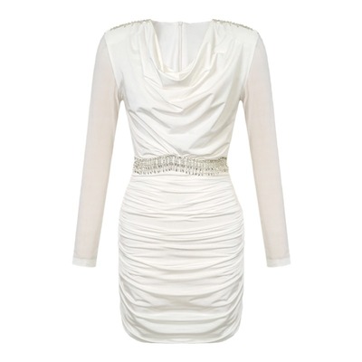 气质高级感荡领褶皱连衣裙