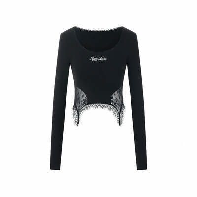 AURA美式复古修身短款打底衫