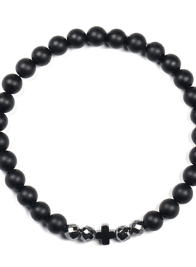 Pohier宝喜儿男女玛瑙十字架手链