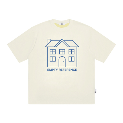 陈奕恒 EMPTYREFERENCE麦芽黄雪花肌理房屋印花上衣打底衫短袖T恤