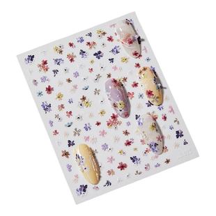 美甲秋日缤纷油画小花贴纸2026新款花朵图案立体浮雕指甲贴花饰品