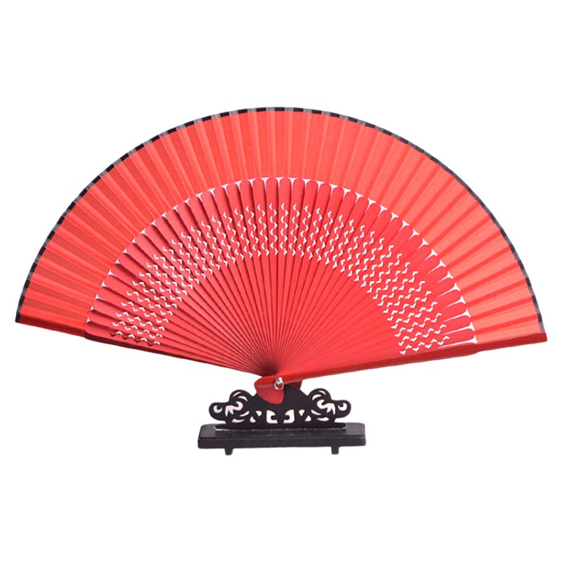 扇子折扇中国风红色易开合舞蹈扇古风汉服旗袍走秀跳舞小折叠扇子