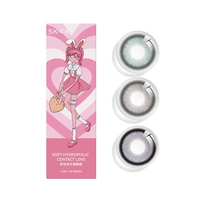 SKAK三明治美瞳日抛10片装绿色大直径混血cos隐形眼镜官网旗舰店q