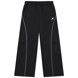 特步童装女童阔腿裤儿童运动裤秋冬新款大童长裤保暖宽松加绒裤子