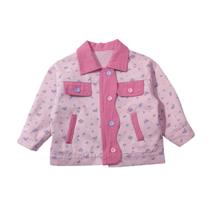 女童翻领外套春季2026新款韩系穿搭女宝宝洋气时髦春装儿童夹克衫