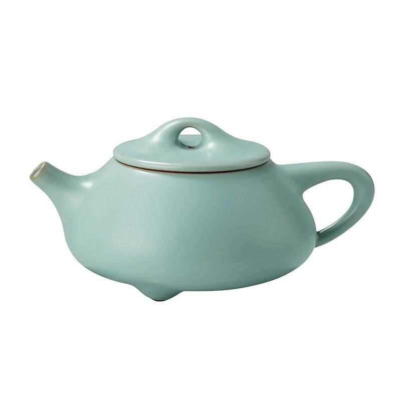 青澹汝窑天青石瓢茶壶单壶礼盒装