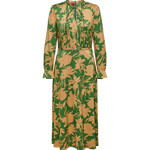 EP雅莹高端系列 国风气质收腰翻领印花连衣裙 商场同款 4639A