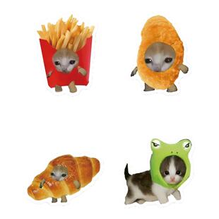 猫meme贴纸女孩古怪小玩意抽象装饰小图案可爱手账桌面遮丑diy贴画