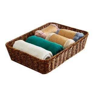 日式仿藤编桌面收纳筐茶几餐桌零食收纳篮小吃篮酒店浴室置物篮子