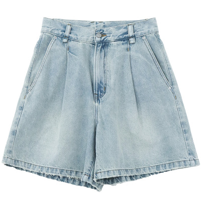 双色重工洗水A字五分牛仔短裤