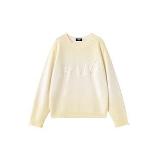 GOST潮牌立体绳绣喷染渐变套头毛衣甜美字母针织衫百搭休闲