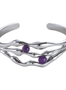 原创轻奢紫色宝石不规则手镯