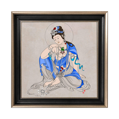 手绘观音佛像陶瓷板画装饰画30x