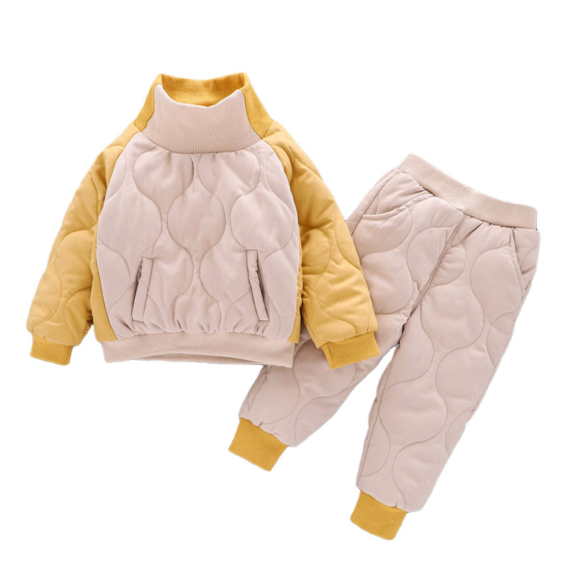男童冬装加绒棉服套装3潮1-8岁宝宝帅气拼色卫衣小童冬季儿童加厚