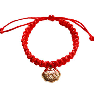 宠物平安锁可爱喜庆猫咪长命锁铃铛项圈新年红绳加长编织狗狗项链