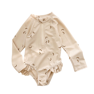 ins儿童泳衣女童宝宝连体长袖防晒速干游泳衣洋气小女孩可爱泳装