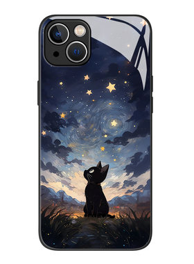 星空猫咪手机壳适用苹果系列
