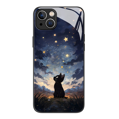 星空猫咪手机壳适用苹果系列