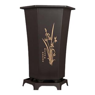 兰花花盆仿紫砂盆六方盆景兰花盆大花蕙兰蝴蝶兰专用花卉绿植高级