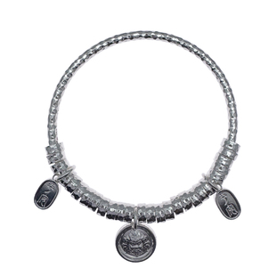 盘缠黄财神银手镯女纯银9999年轻款素圈足银镯子简约平安喜乐锤纹