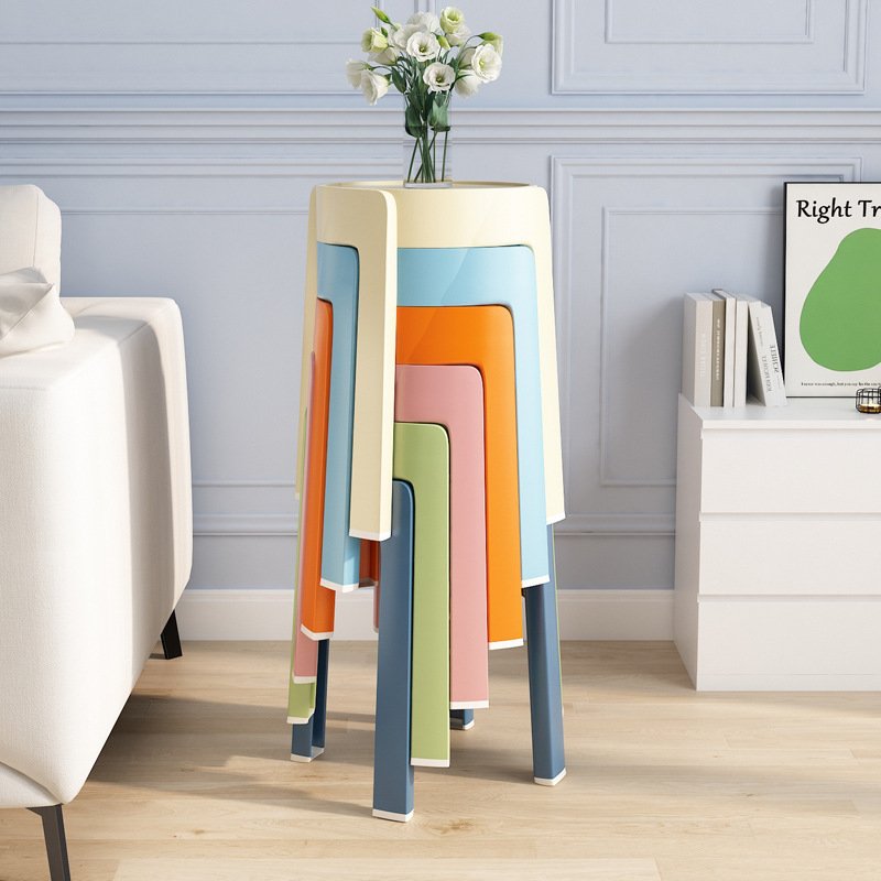 塑料凳子家用可叠放风车凳加厚客厅餐桌椅子现代简约圆板凳胶批发