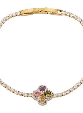 彩色几何锆石四叶草手链轻奢小众