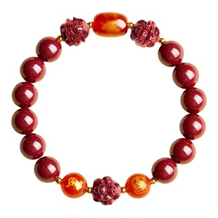 普陀山天然朱砂手串三合六合马年本命年手链转运珠化岁太护身符