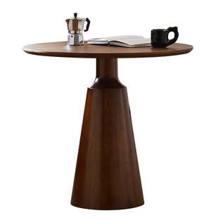 圆餐桌实木餐桌复古家用咖啡桌圆形小户型阳台休闲小圆桌中古桌椅