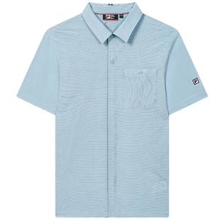 FILA 斐乐男子梭织短袖衬衫2024秋新款外套上衣