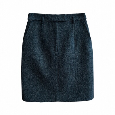 commuse羊毛短款直筒半裙