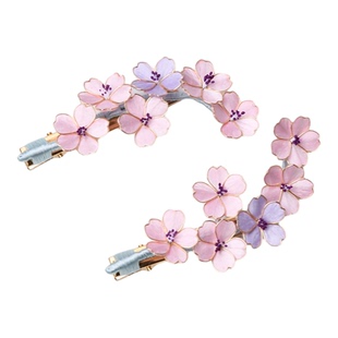 繁花入梦非遗绒花掐丝花朵发夹女手工古风汉服旗袍发饰粉紫色边夹