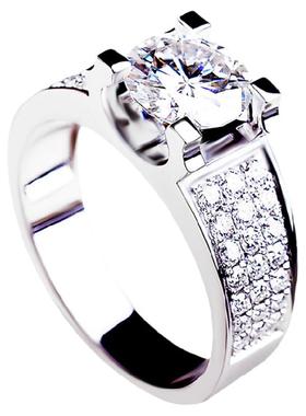 莫桑石经典牛头男士钻指复古奢华