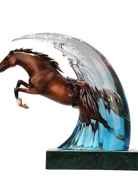 必禧利黄铜马到成功办公室摆件