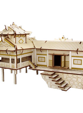 立体拼图木质玩具古建筑diy