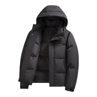 [颗粒压胶]梦特娇男装连帽羽绒服冬季蓬松鸭绒男士短款御寒外套Z
